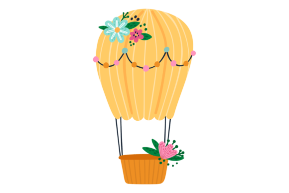 Download Flying Hot Air Balloon Decorated with Cu - Hot air balloon Collection