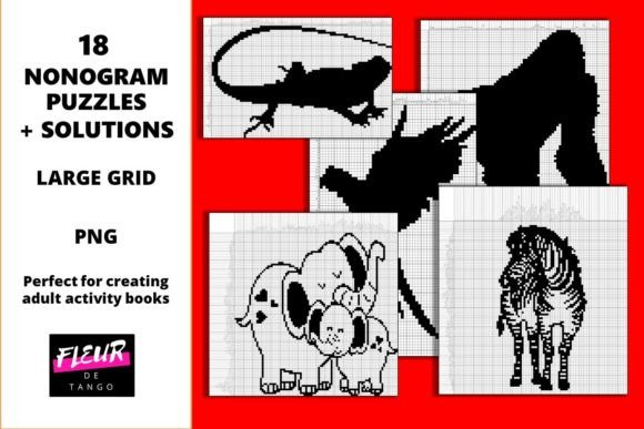 Download 18 Nonogram Puzzles for KDP Activity Boo - Premium Resources
