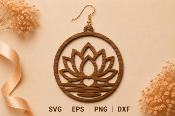 Download Lotus Flower Earrings Laser Cut SVG File - Lotus Collection