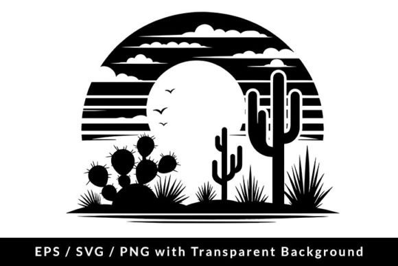 Download Desert Landscape with Cactus SVG PNG EPS - Eps Collection