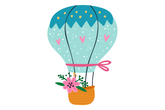 Download Hot Air Balloon with Hearts and Flowers. - Hot air balloon Collection
