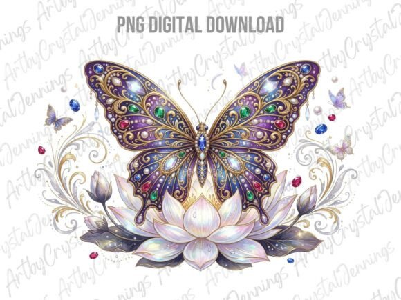 Download Jeweled Butterfly and Lotus PNG - Lotus Collection