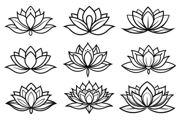 Download Line Drawing Blooming Lotus Flower - Lotus Collection